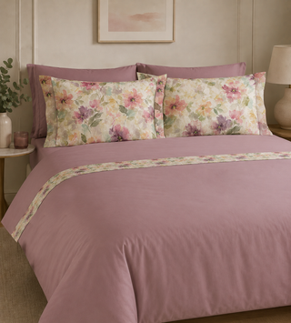 Completo letto matrimoniale con 4 federe e balza digitale SUMBA
