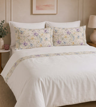 Completo letto matrimoniale con 4 federe e balza digitale FLORES