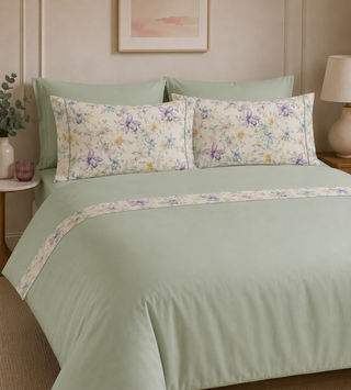 Completo letto matrimoniale con 4 federe e balza digitale FLORES