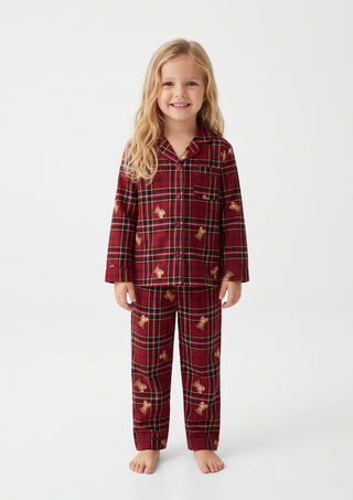 Pigiama bambina in caldo cotone aperto GREW RED