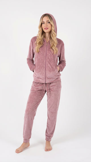 Tuta donna in velvet con cappuccio ETOILE