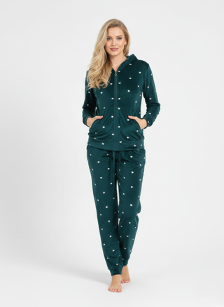Tuta donna con cappuccio in velvet HERZ