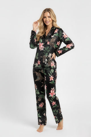 Pigiama donna SATIN aperto manica lunga LOLA