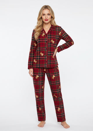 Pigiama donna aperto in caldo cotone GREW RED