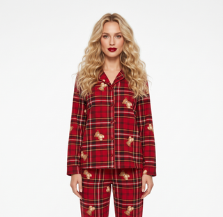 Pigiama donna aperto in caldo cotone GREW RED
