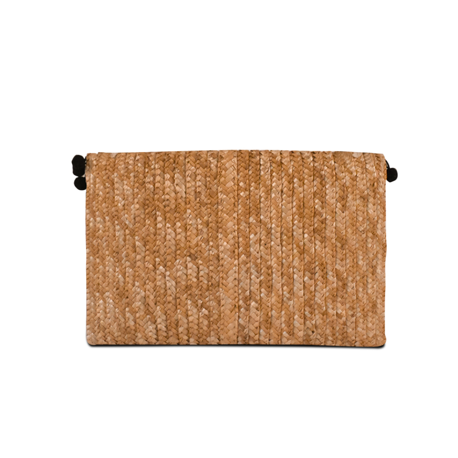 Pochette donna in rafia con applicazione