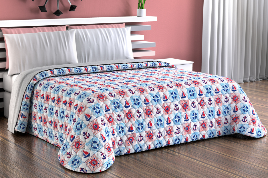 Trapuntino singolo in microfibra double-face motivo Nautical Papalina by Milk and Honey